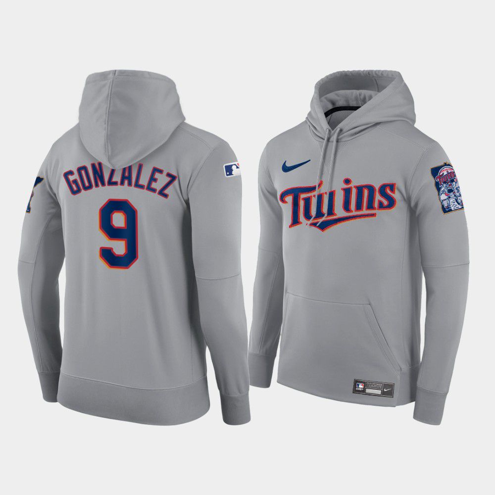 Cheap Men Minnesota Twins 9 Gonzalez gray road hoodie 2021 MLB Nike Jerseys